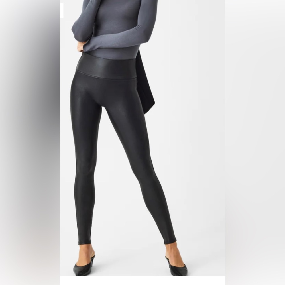 SPANX Faux Leather Leggings, Black, Size Small